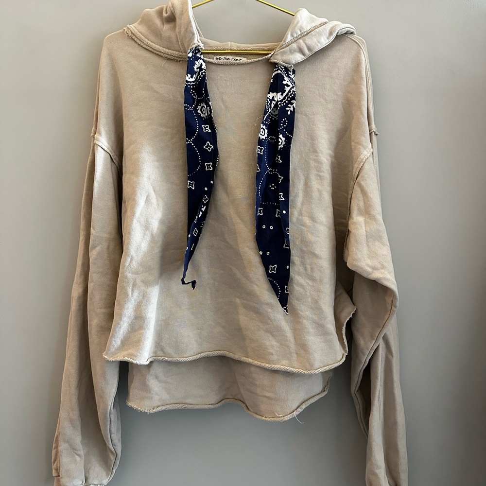 We The Free Cream Cropped Oversized Hoodie